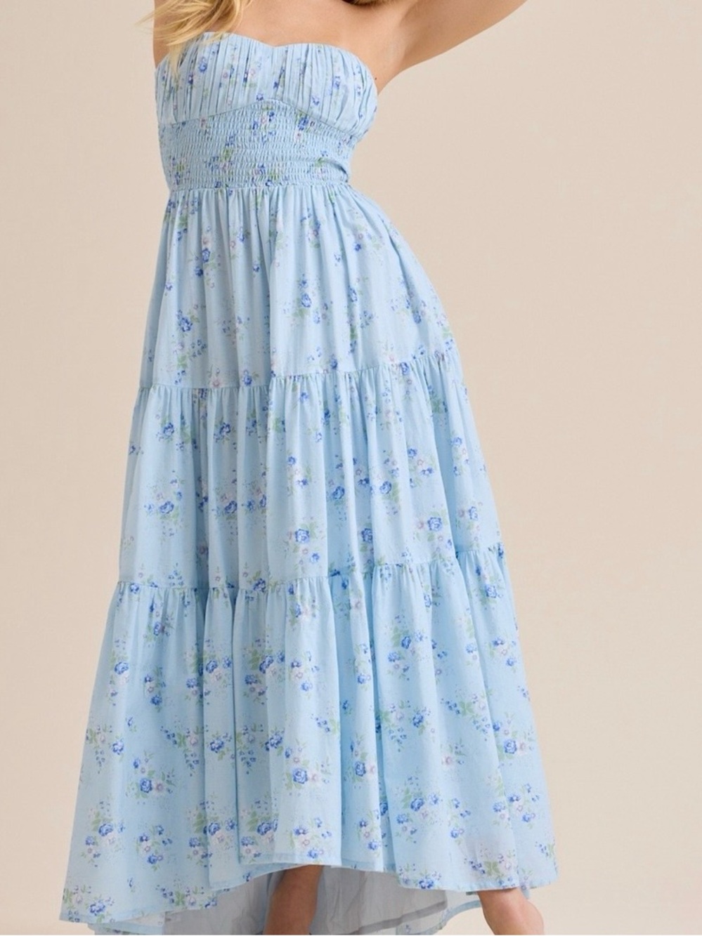 NEW Altar’d State Blue Floral Strapless Maxi Dress Size XL NWT